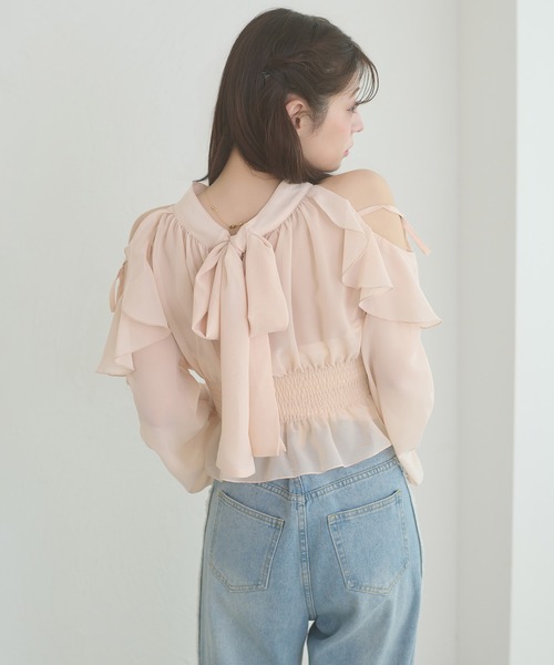 Ambre Neige(アンブルネージュ)の「2way back ribbon blouse / 2WAYバックリボンブラウス(シャツ/ブラウス・レディース・ブラック/オフホワイト/ピンクベージュ・FREE)」の10枚目の写真
