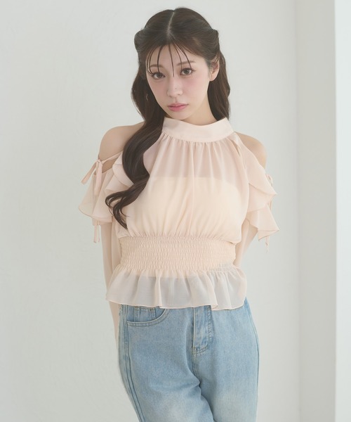 Ambre Neige(アンブルネージュ)の「2way back ribbon blouse / 2WAYバックリボンブラウス(シャツ/ブラウス・レディース・ブラック/オフホワイト/ピンクベージュ・FREE)」の13枚目の写真