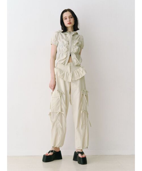 jouetie（ジュエティ）の「ハーフスリーブギャザーブルゾン（その他トップス・レディース・カーキ/ブラック/アイボリー・MEDIUM）」の6枚目の写真