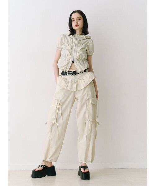 jouetie（ジュエティ）の「ハーフスリーブギャザーブルゾン（その他トップス・レディース・カーキ/ブラック/アイボリー・MEDIUM）」の10枚目の写真