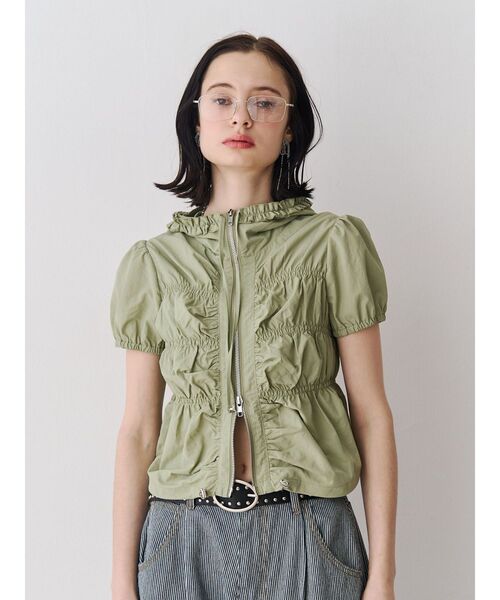 jouetie（ジュエティ）の「ハーフスリーブギャザーブルゾン（その他トップス・レディース・カーキ/ブラック/アイボリー・MEDIUM）」の11枚目の写真