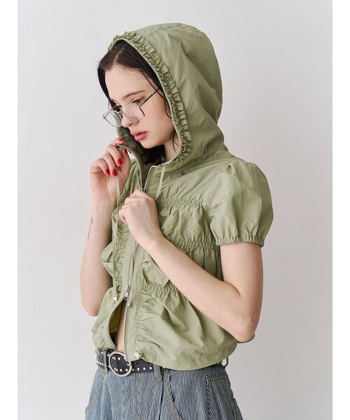 jouetie（ジュエティ）の「ハーフスリーブギャザーブルゾン（その他トップス・レディース・カーキ/ブラック/アイボリー・MEDIUM）」の12枚目の写真