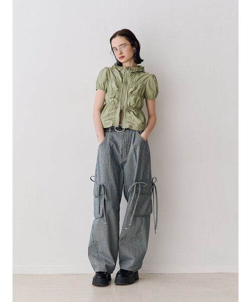 jouetie（ジュエティ）の「ハーフスリーブギャザーブルゾン（その他トップス・レディース・カーキ/ブラック/アイボリー・MEDIUM）」の15枚目の写真