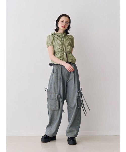 jouetie（ジュエティ）の「ハーフスリーブギャザーブルゾン（その他トップス・レディース・カーキ/ブラック/アイボリー・MEDIUM）」の17枚目の写真