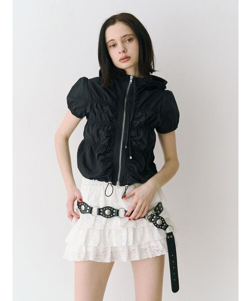 jouetie（ジュエティ）の「ハーフスリーブギャザーブルゾン（その他トップス・レディース・カーキ/ブラック/アイボリー・MEDIUM）」の22枚目の写真