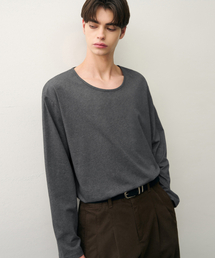 DRAW FIT（ドローフィット）の「シルケットコットンUネックロングスリーブTシャツ[M.CHARCOAL]（Tシャツ/カットソー）」