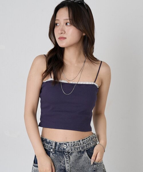 mline（エムライン）の「[mline]レースパッドキャミソール（キャミソール・レディース・ネイビー/ブラック/グレー/ブルー/ピンク・FREE）」の17枚目の写真