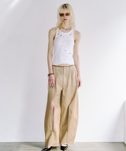 JOSE MOON(ジョゼムーン)の「EYELET TANK TOP/アイレットタンクトップ(タンクトップ・レディース・ブラック/ホワイト/グレー/ピンク・FREE)」の14枚目の写真