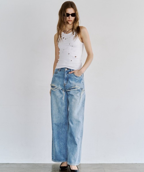 JOSE MOON(ジョゼムーン)の「EYELET TANK TOP/アイレットタンクトップ(タンクトップ・レディース・ブラック/ホワイト/グレー/ピンク・FREE)」の19枚目の写真