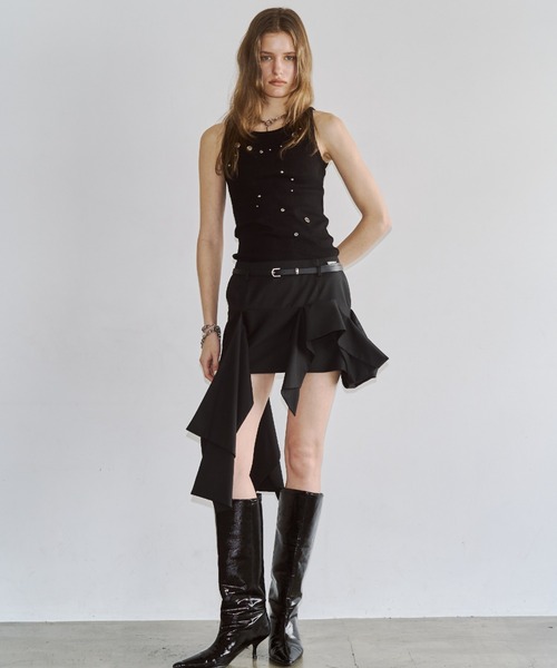JOSE MOON(ジョゼムーン)の「EYELET TANK TOP/アイレットタンクトップ(タンクトップ・レディース・ブラック/ホワイト/グレー/ピンク・FREE)」の7枚目の写真