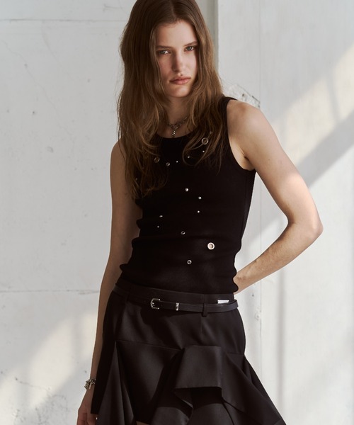 JOSE MOON(ジョゼムーン)の「EYELET TANK TOP/アイレットタンクトップ(タンクトップ・レディース・ブラック/ホワイト/グレー/ピンク・FREE)」の10枚目の写真
