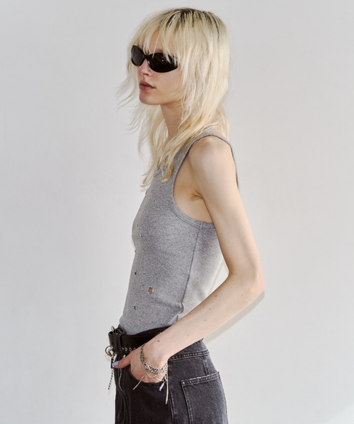 JOSE MOON(ジョゼムーン)の「EYELET TANK TOP/アイレットタンクトップ(タンクトップ・レディース・ブラック/ホワイト/グレー/ピンク・FREE)」の22枚目の写真