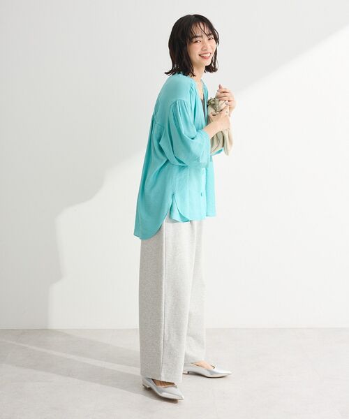 Green Parks(グリーンパークス)の「リブドッキングシアーシャツ(シャツ/ブラウス・レディース・ブラック/ホワイト系その他2/ブルー・FREE)」の5枚目の写真