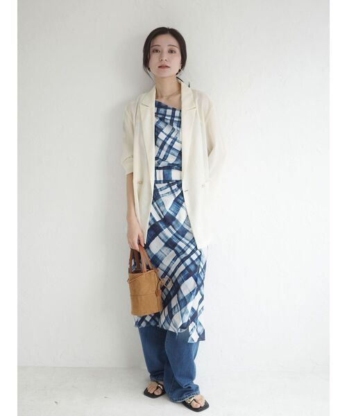 LAGUNAMOON(ラグナムーン)の「チェックドレープワンピース 【夏服】(ワンピース・レディース・ブラウン/ブルー・MEDIUM/SMALL)」の15枚目の写真