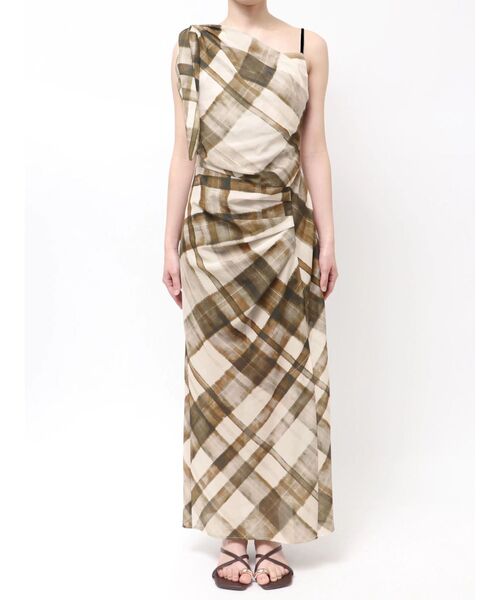 LAGUNAMOON(ラグナムーン)の「チェックドレープワンピース 【夏服】(ワンピース・レディース・ブラウン/ブルー・MEDIUM/SMALL)」の12枚目の写真