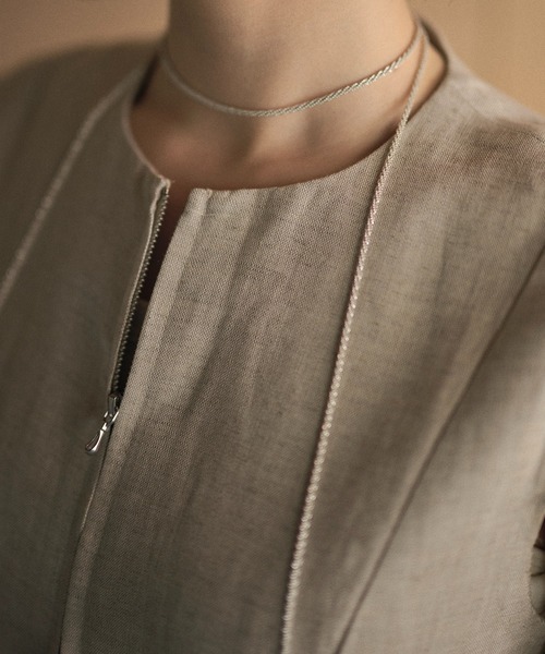 LAULEN（ローレン）の「linen blend double zip vest /リネンブレンドダブルジップノースリーブベスト（ベスト・レディース・ベージュ/ブラック・FREE）」の7枚目の写真