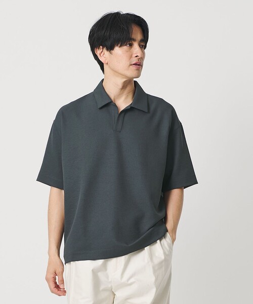 BEAUTY&YOUTH UNITED ARROWS(ビューティーアンドユースユナイテッドアローズ)の「フュージョン ツイル スキッパー Tシャツ UVカット 透け防止 ストレッチ(Tシャツ/カットソー・メンズ・ネイビー/ダークグレー/ホワイト・M/XL/L/S)」の3枚目の写真