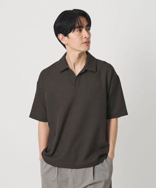 BEAUTY&YOUTH UNITED ARROWS(ビューティーアンドユースユナイテッドアローズ)の「フュージョン ツイル スキッパー Tシャツ UVカット 透け防止 ストレッチ(Tシャツ/カットソー・メンズ・ネイビー/ダークグレー/ホワイト・M/XL/L/S)」の2枚目の写真