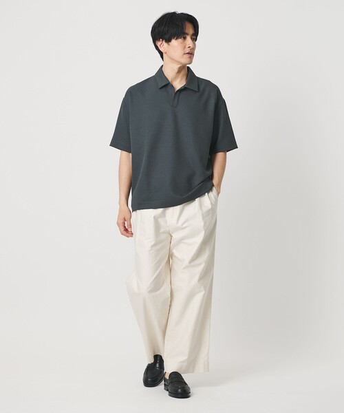 BEAUTY&YOUTH UNITED ARROWS(ビューティーアンドユースユナイテッドアローズ)の「フュージョン ツイル スキッパー Tシャツ UVカット 透け防止 ストレッチ(Tシャツ/カットソー・メンズ・ネイビー/ダークグレー/ホワイト・M/XL/L/S)」の5枚目の写真