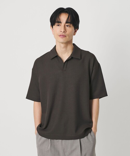 BEAUTY&YOUTH UNITED ARROWS(ビューティーアンドユースユナイテッドアローズ)の「フュージョン ツイル スキッパー Tシャツ UVカット 透け防止 ストレッチ(Tシャツ/カットソー・メンズ・ネイビー/ダークグレー/ホワイト・M/XL/L/S)」の7枚目の写真