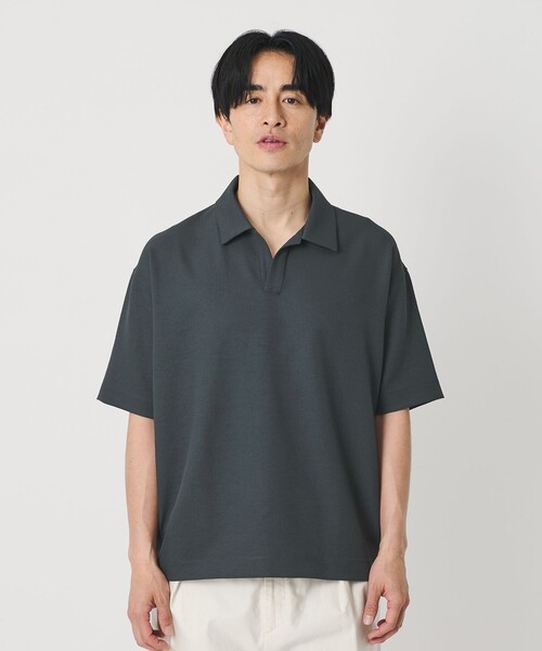 BEAUTY&YOUTH UNITED ARROWS(ビューティーアンドユースユナイテッドアローズ)の「フュージョン ツイル スキッパー Tシャツ UVカット 透け防止 ストレッチ(Tシャツ/カットソー・メンズ・ネイビー/ダークグレー/ホワイト・M/XL/L/S)」の9枚目の写真