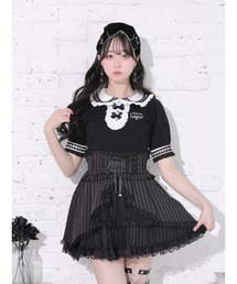お嬢さんバックレースアップフレアスリーブカットソー（Tシャツ