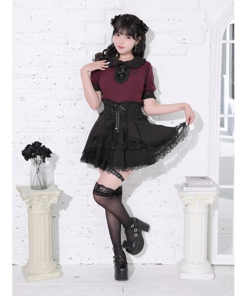 NOEMIE(ノエミー)の「ゴシックはしごレースシャンデリア刺繍カットソー(Tシャツ/カットソー・レディース・ワインレッド/オフホワイト/ブラック・M)」の5枚目の写真
