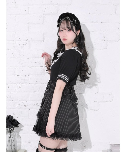 NOEMIE(ノエミー)の「ゴシックはしごレースシャンデリア刺繍カットソー(Tシャツ/カットソー・レディース・ワインレッド/オフホワイト/ブラック・M)」の6枚目の写真