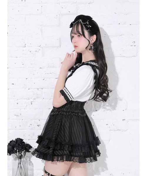 NOEMIE(ノエミー)の「ゴシックはしごレースシャンデリア刺繍カットソー(Tシャツ/カットソー・レディース・ワインレッド/オフホワイト/ブラック・M)」の9枚目の写真
