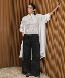 フェザーフリンジセミワイドパンツ ウエストゴム