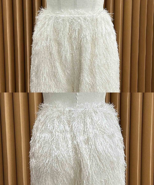ELFRANK(エルフランク)の「フェザーフリンジセミワイドパンツ ウエストゴム(その他パンツ・レディース・オフホワイト/ブラック・L/M/S)」の8枚目の写真