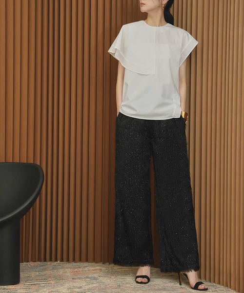 ELFRANK(エルフランク)の「フェザーフリンジセミワイドパンツ ウエストゴム(その他パンツ・レディース・オフホワイト/ブラック・L/M/S)」の16枚目の写真