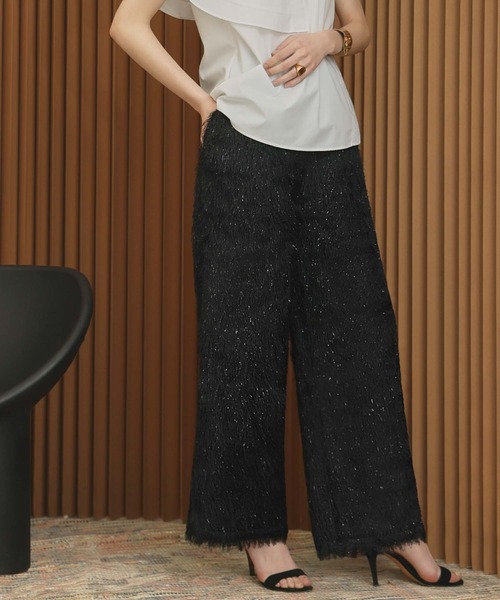 ELFRANK(エルフランク)の「フェザーフリンジセミワイドパンツ ウエストゴム(その他パンツ・レディース・オフホワイト/ブラック・L/M/S)」の18枚目の写真