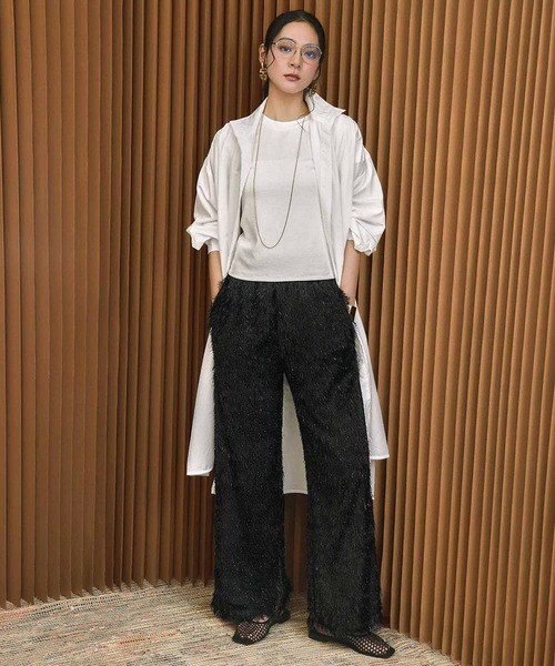 ELFRANK(エルフランク)の「フェザーフリンジセミワイドパンツ ウエストゴム(その他パンツ・レディース・オフホワイト/ブラック・L/M/S)」の20枚目の写真