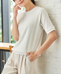 ikka | 【雑誌InRed6月号掲載】幾何学柄ジャカード半袖プルオーバー 【親子コーデ】(Tシャツ/カットソー)