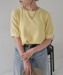 【雑誌InRed6月号掲載】幾何学柄ジャカード半袖プルオーバー 【親子コーデ】