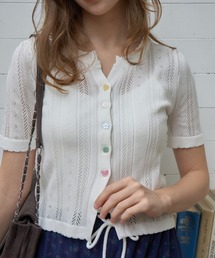 Birthday room | アソートボタン半袖カーディガン/Assorted Button Short-Sleeve Cardigan(カーディガン/ボレロ)