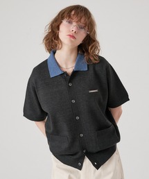 Shirt layered half sleeve knit polo shirt / シャツレイヤードハーフ