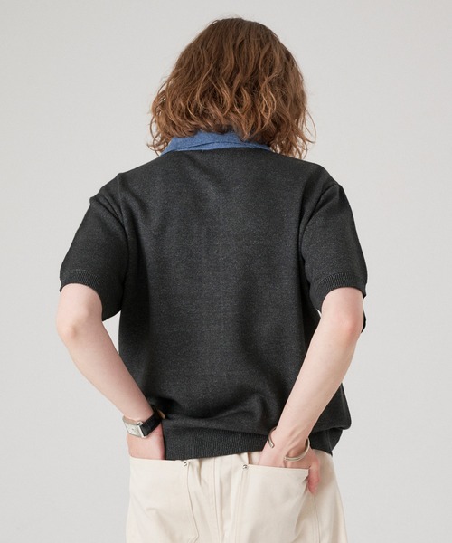 ONCILY(オンシェリー)の「SILVER PLATE POLO KNIT CARDIGAN / シルバープレートポロニットカーディガン(ポロシャツ・メンズ・ネイビー/杢グレー/アイボリー/チャコールグレー・MEDIUM/SMALL/LARGE)」の7枚目の写真