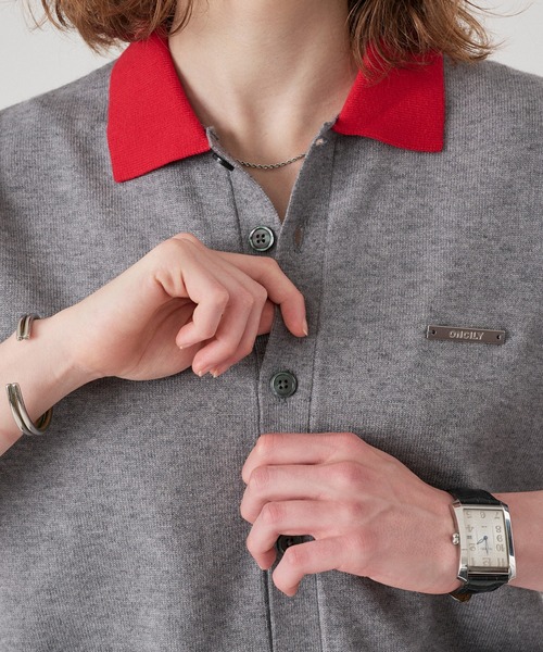 ONCILY(オンシェリー)の「SILVER PLATE POLO KNIT CARDIGAN / シルバープレートポロニットカーディガン(ポロシャツ・メンズ・ネイビー/杢グレー/アイボリー/チャコールグレー・MEDIUM/SMALL/LARGE)」の17枚目の写真