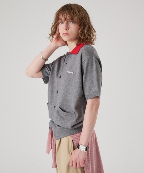 ONCILY(オンシェリー)の「SILVER PLATE POLO KNIT CARDIGAN / シルバープレートポロニットカーディガン(ポロシャツ・メンズ・ネイビー/杢グレー/アイボリー/チャコールグレー・MEDIUM/SMALL/LARGE)」の15枚目の写真