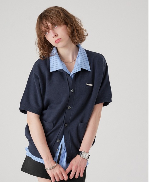 ONCILY(オンシェリー)の「SILVER PLATE POLO KNIT CARDIGAN / シルバープレートポロニットカーディガン(ポロシャツ・メンズ・ネイビー/杢グレー/アイボリー/チャコールグレー・MEDIUM/SMALL/LARGE)」の22枚目の写真