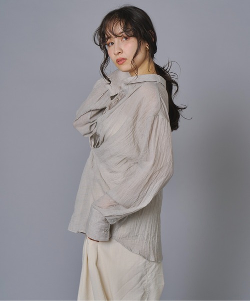 terrace(テラス)の「前後2WAYクロスシャツ(シャツ/ブラウス・レディース・カーキブラウン/チャコール/グレイッシュベージュ・FREE)」の9枚目の写真