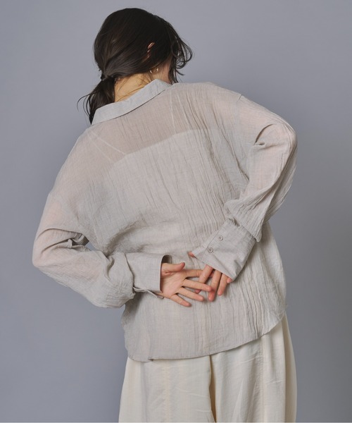 terrace(テラス)の「前後2WAYクロスシャツ(シャツ/ブラウス・レディース・カーキブラウン/チャコール/グレイッシュベージュ・FREE)」の11枚目の写真