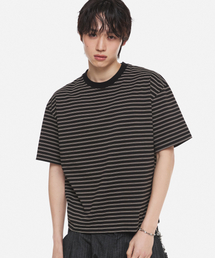 DNSR（ディーエヌエスアール）の「ストライプクロップTシャツブラック（Tシャツ/カットソー）」