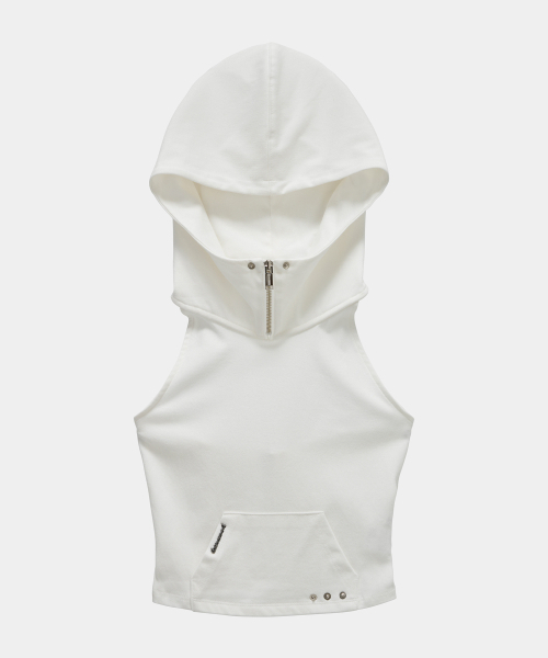 ETRE AU SOMMET(エトレオソメ)の「Zipper Halter Turtleneck Point Pocket Hoodie (White)(Tシャツ/カットソー・レディース・ホワイト・2/1)」の7枚目の写真