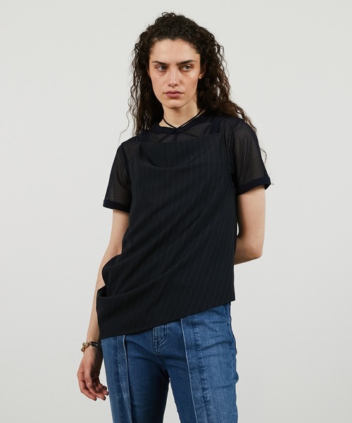 PRANK PROJECT(プランクプロジェクト)の「メッシュリンガーTEE / Mesh Ringer Tee(Tシャツ/カットソー・レディース・ネイビー/ホワイト/ボルドー・FREE)」の11枚目の写真