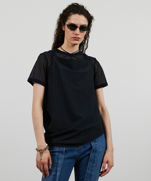 PRANK PROJECT(プランクプロジェクト)の「メッシュリンガーTEE / Mesh Ringer Tee(Tシャツ/カットソー・レディース・ネイビー/ホワイト/ボルドー・FREE)」の10枚目の写真