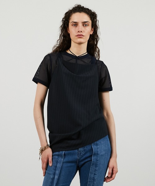 PRANK PROJECT(プランクプロジェクト)の「メッシュリンガーTEE / Mesh Ringer Tee(Tシャツ/カットソー・レディース・ネイビー/ホワイト/ボルドー・FREE)」の9枚目の写真