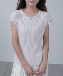 ウェーブ編み クルーネック ノースリーブ サマーニットプルオーバー